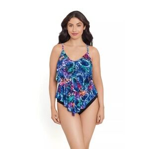 Trimshaper Tankini Mermaid Ruffle Swimwear Top Size 22W Vacation Beach Resort